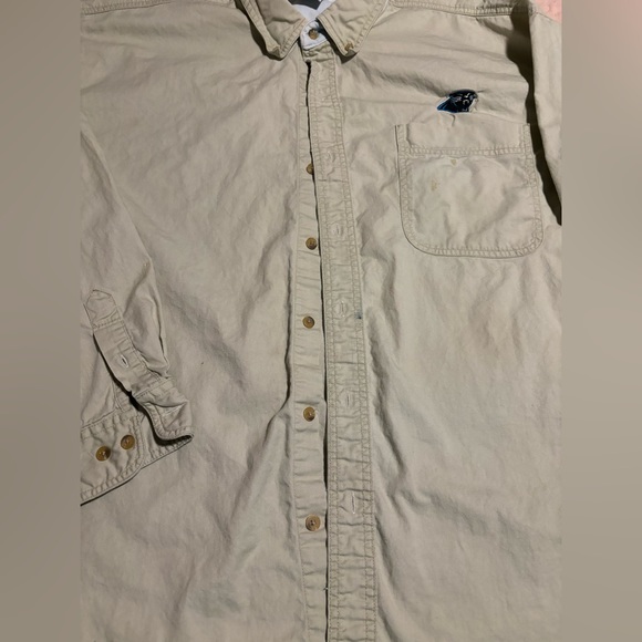 Vintage CSA XL Carolina Panther Embroidered Logo Cream Beige Long Sleeve Cotton - Picture 2 of 10